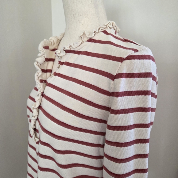 Sezane Gael Mariniere Striped Button Down Top, Rosewood, Medium - Picture 6 of 13